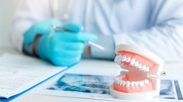 a closeup of dentures on a table 