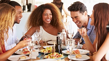 Group of friends enjoying a meal together