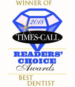 The logo for best dentist from Times-Call Magazine.