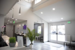 Reception area of newly remodeled dental office in Longmont