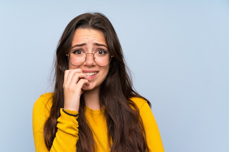 young girl with dental fear